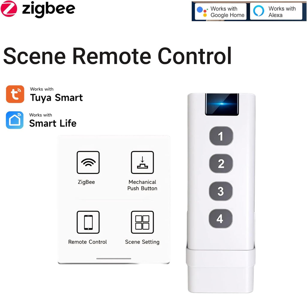 Zigbee 3.0 Smart Remote Button - 4-Mode Smart Controller, Works with Tuya Smart (Zigbee Hub Is Required)