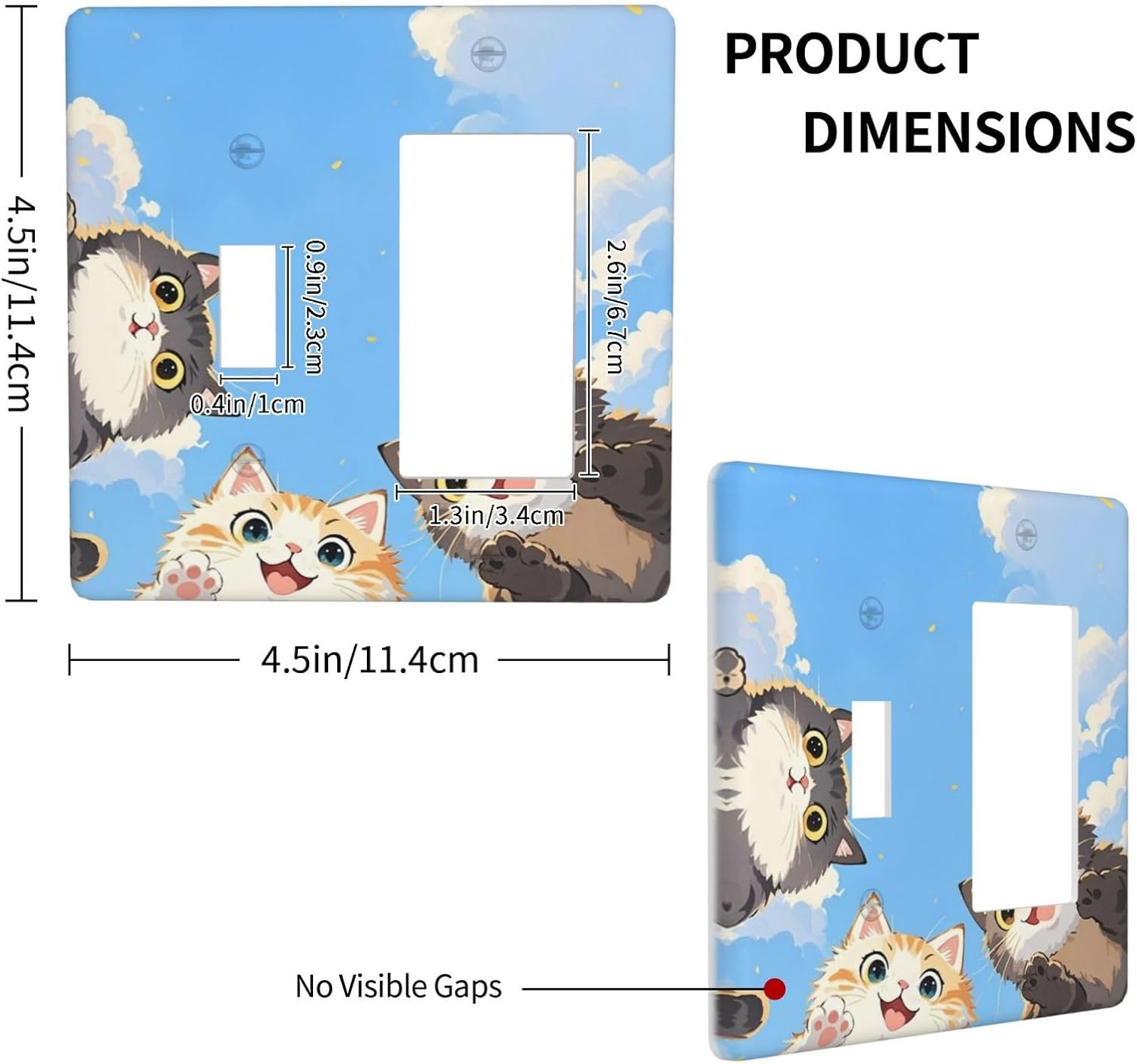 Outlet Covers Orange Gray Cute Cat Sky Cloud Cat S Paw 1 Toggle 1 Rocker Combination Decorative Wall Plate Electrical Switch Plates Light Switch Cover Plate For Kids Room Nursery Decor