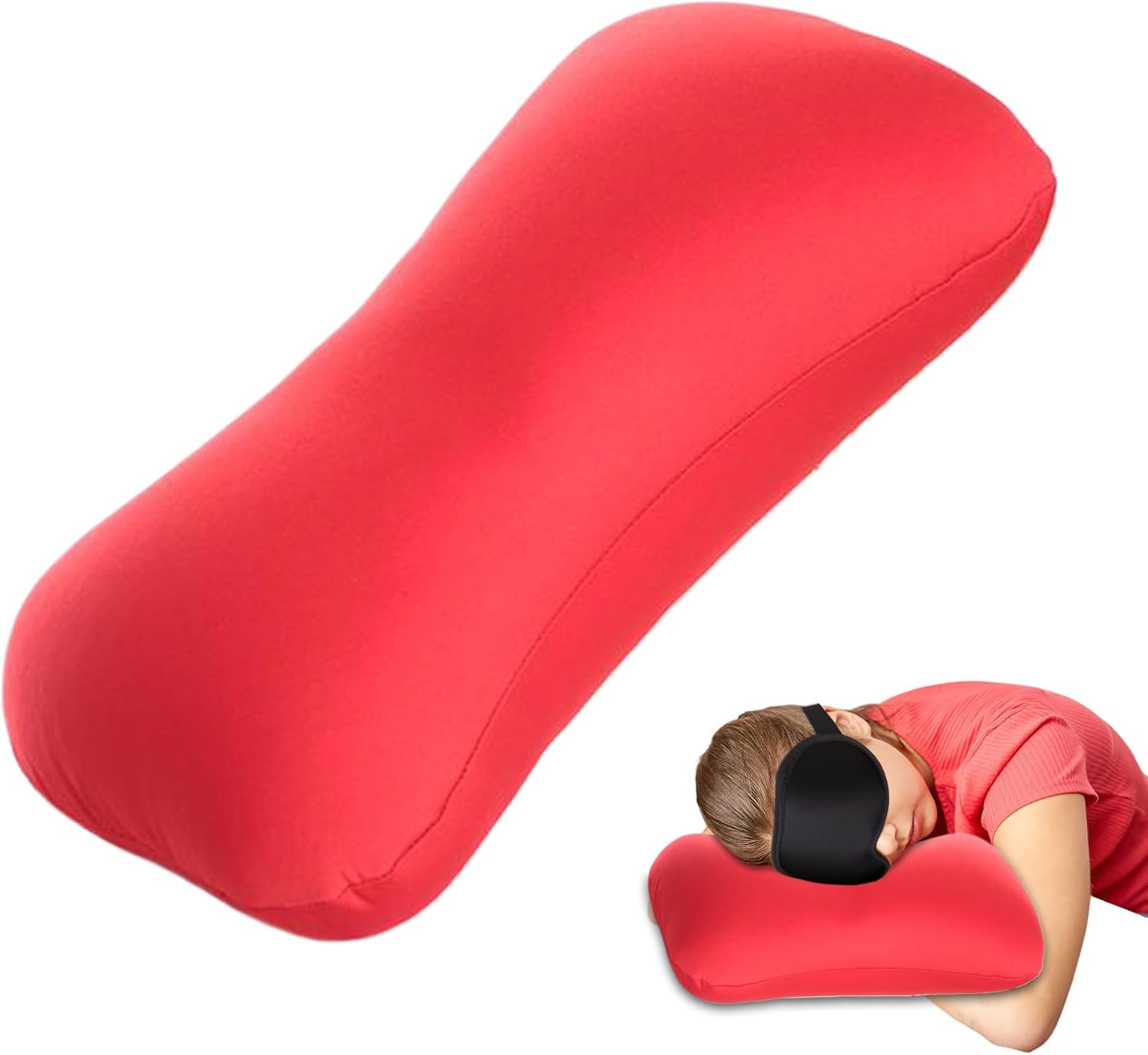 Microbead Bolster Tube Pillow - Travel Comfort Cushion | Cylindrical Neck Roll Support | Soft Bean Bag Body for Airplane Car Recliner Sleeping, Ergonomic Lumbar Aid, Home Rest Gift
