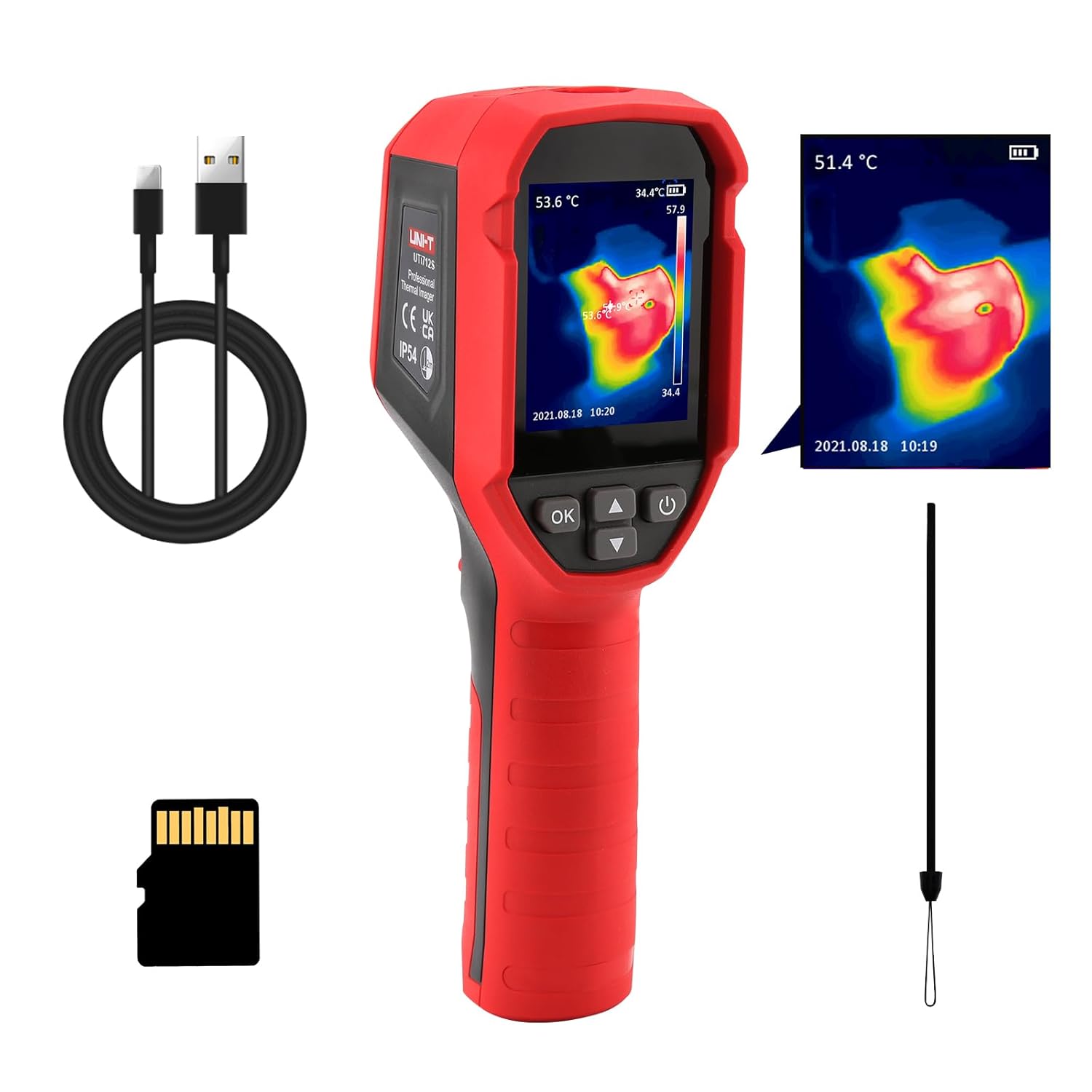 UNI-T UTi712S Infrared Thermal Camera 120x90 IR Resolution Thermal Imager 10800 Pixels,Handheld Thermal Imaging Camera, Supports 5 Languages IP54 Rechargeable 32GB MicroSD