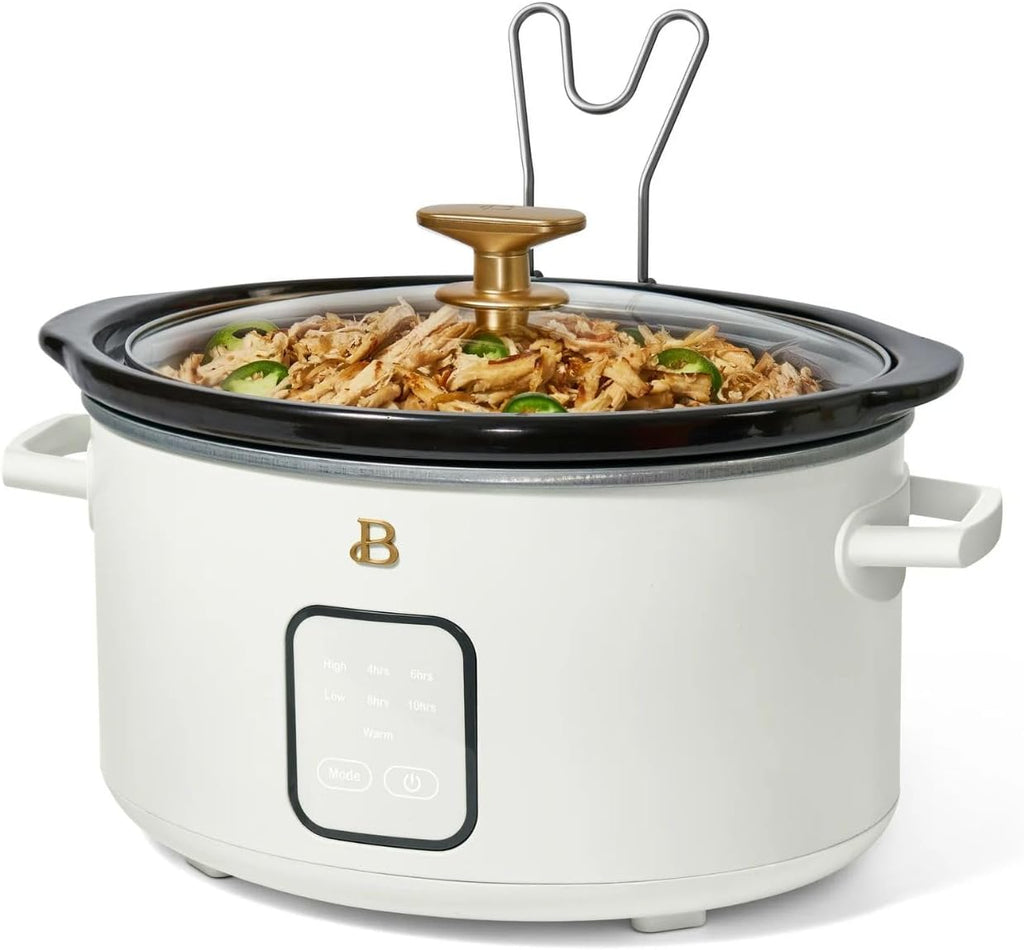Beautiful 4-Qt Digital Slow Cooker with Smart Touch Screen, Removable Pot, Timer Presets, Ideal for Small Families