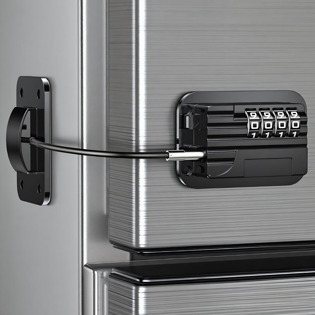 2025 New Refrigerator Locks with Combination - Child Proof Fridge Locks for Kids and Aldult with 4 Code, Cabinets Safety Door Lock for Freezer and Drawers, Windows - No Tools Need or Drill (Patent)