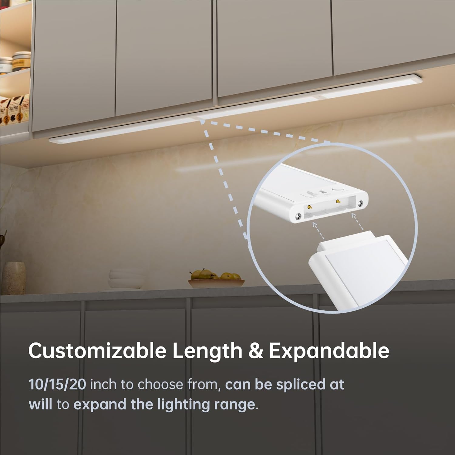 20 Inch Under Cabinet Lighting, Expandable LED Cabinet Light with Sensor Controls, Adjustable Color Temperature & Brightness, Wireless Magnetic Installation