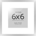 Homeforia 6x6 Silver Picture Frame, High End Metal 6 x 6 Square Frames with Mat 4 by 4 Photo, 6x6 Brass Frame Matted to 4x4 inch Print, 6by6 Wall or Tabletop Frames, Tempered Glass, Wall Kit, Set of 1