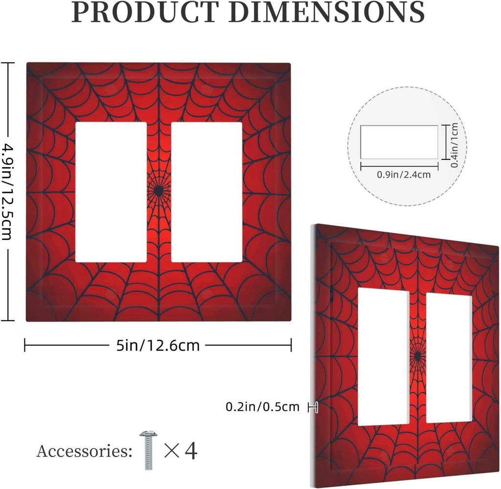 Red Spider Web Black Line Simplicity Decorative Outlet Covers 2 Gang Double Gfci Rocker Electrical Wall Panels Light Switch Cover Plate For Kids Room Home Decor