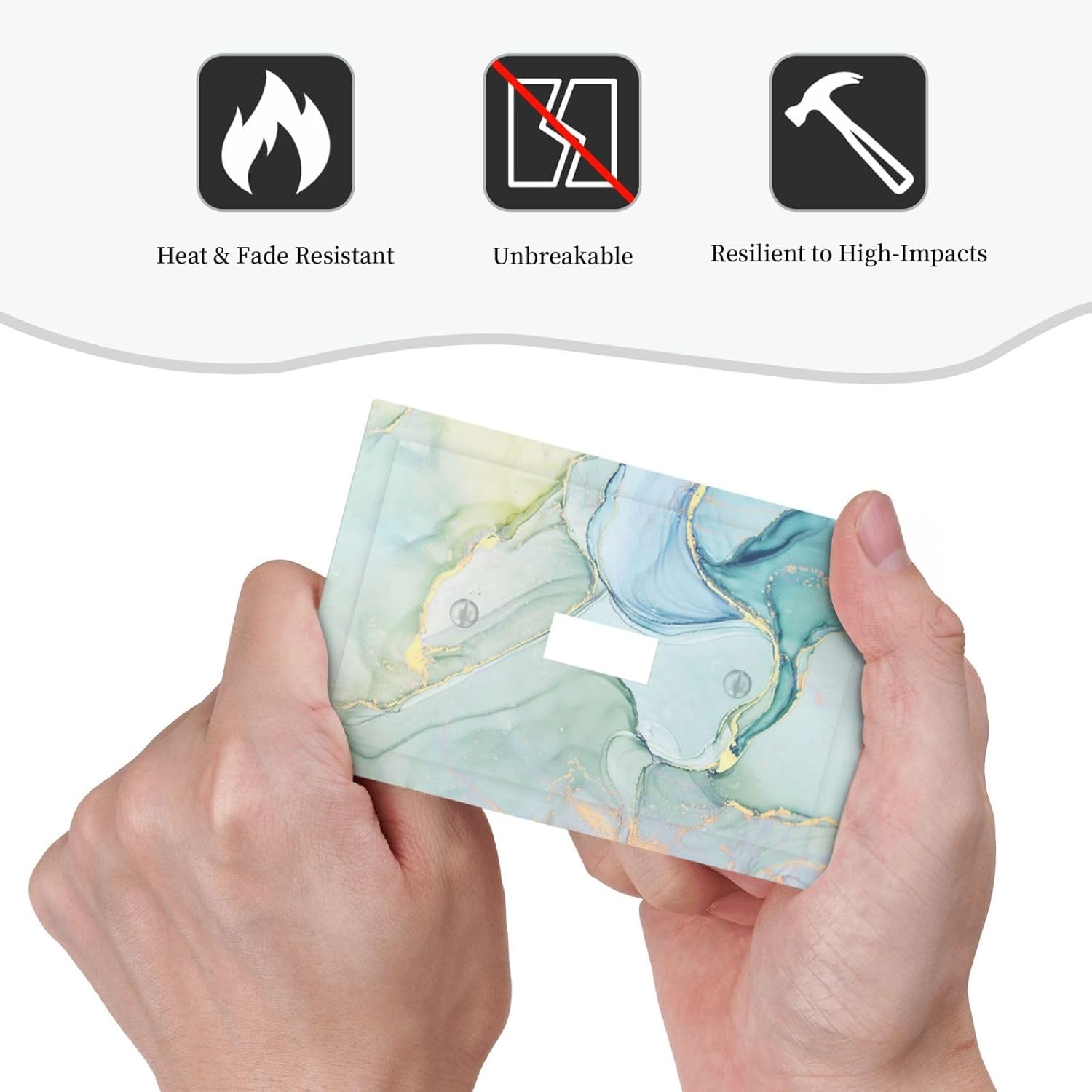 Decorative Light Switch Cover Teal Gold Marbling Turquoise 1 Gang Single Toggle Device Electrical Faceplate Switchplates Decorator Outlet Wall Plate for Bathroom living Room Decor
