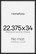 Homeforia 22.375x34 Black Wood Puzzle Frame, High End Oak 22.375 x 34 Frames without Mat, Wooden 34x22.375 Hanging Picture Frames for Wall, 22.375by34 Poster Frames, Tempered Glass, Wall Kit, Set of 1