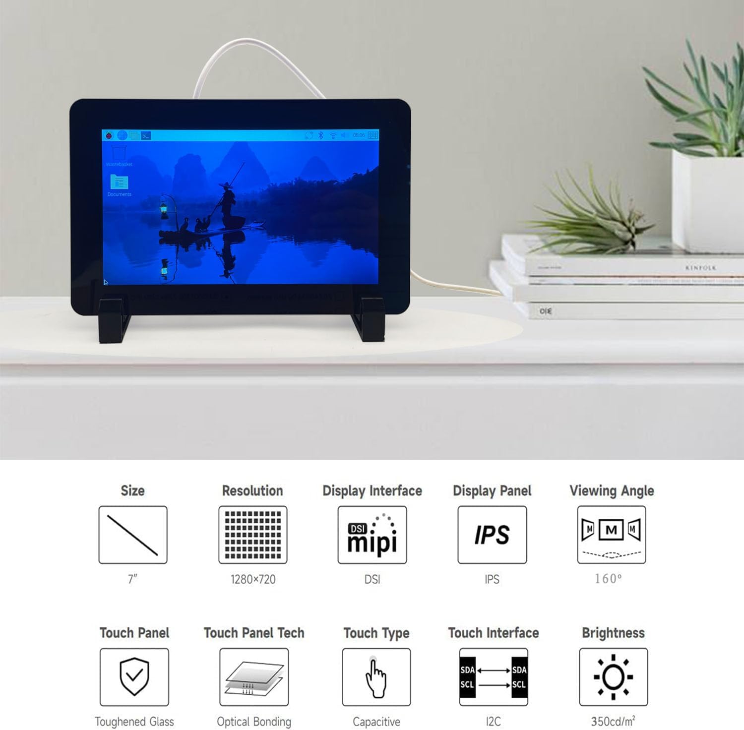 OSOYOO 7 inch DSI Touch Screen 720×1280 IPS Display, DSI Power & Video (No Extra Cables), Portrait/Landscape Rotatable Bare Screen for Raspberry Pi4B/3B+/3B/3A+/5