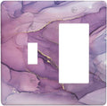 Outlet Covers Purple Marbling Golden Line 1 Toggle 1 Rocker Combination Decorative Wall Plate Electrical Switch Plates Light Switch Cover Plate for living Room Bathroom Decor