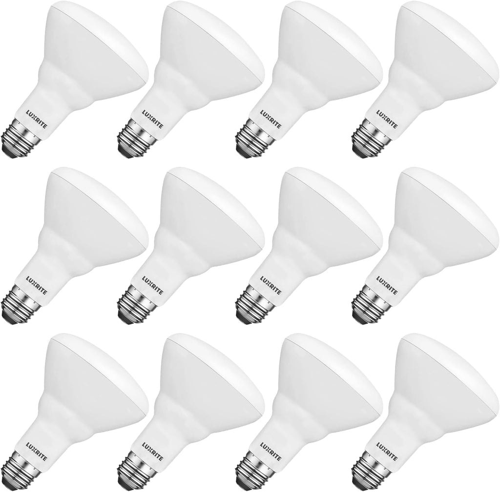 LUXRITE 12-Pack BR30 LED Bulb, 65W Equivalent, 4000K Cool White, Dimmable, 650 Lumens, LED Flood Light Bulbs, 8.5W, Energy Star, E26 Medium Base, Damp Rated, Indoor/Outdoor - Living Room and Kitchen