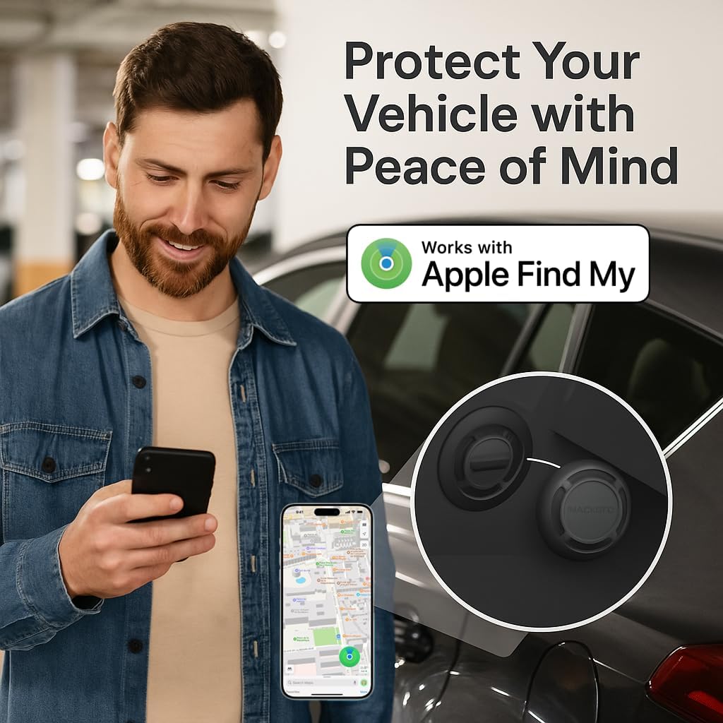 Magnetic Hidden GPS Tracker for Vehicles – Long Battery Life, No Subscription, Car Tracker Device Hidden (iOS Tracker)