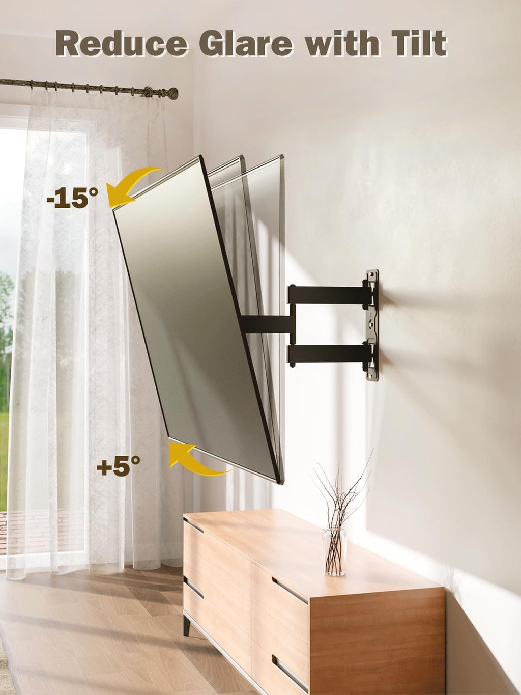 Mounting Dream UL Listed TV Wall Mount for Most 26-55 Inch TVs, Full Motion TV Mount with Perfect Center Design, Articulating Wall Mount TV Bracket Swivel and Tilt, Max VESA 400x400mm, Up to 77LBS