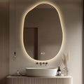 LED Bathroom Mirror with Lights 26x38, Stepless Dimmable Irregular Backlit Mirror with 3 Colors, Anti-Fog, Memory, Al-Alloy Lampshade, Frameless Vanity Mirror for Bathroom (Horizontal/Vertical)