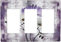 Purple Daisy White Floral Butterfly Flowers Triple Rocker Light Switch Covers 3 Gang Outlet Cover Wall Plates Decorative Switch Plates Electrical GFCI Faceplate Switchplate for Home 4.49 X 6.38 IN
