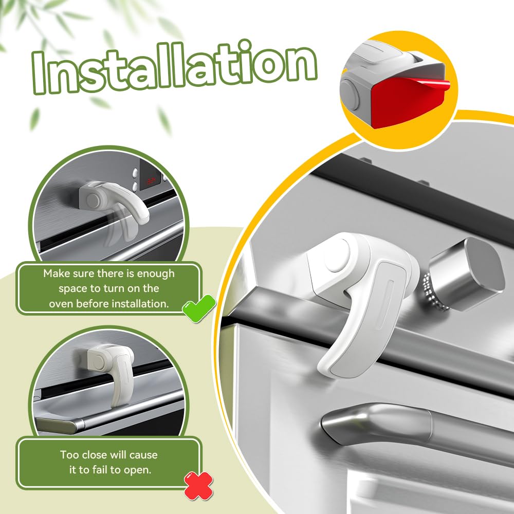 SAFELON 1 PC Baby Safety Oven Door Lock, Kitchen Safety Locks for Babies, Childproof Oven Locks for Kids, Heat-Resistant, No Screws & Drilling (White)