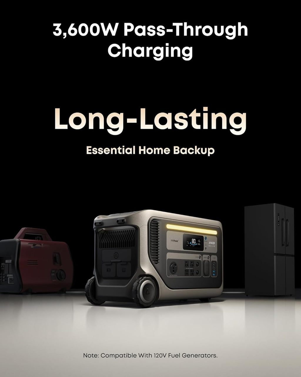 Anker SOLIX F3000 Portable Power Station and 400W Solar Panel, 3,072Wh, 6,000W Recharging, Solar Generator for Home Use, Expandable to 24kWh, For Outages, Camping, RVs, and Emergencies