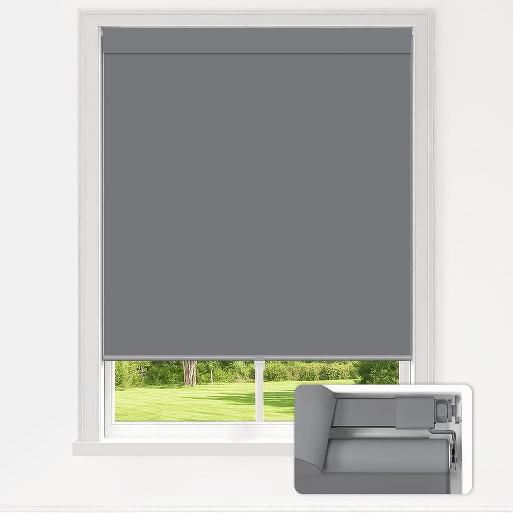 LazBlinds No Drill Blinds for Indoor Windows, Blackout Roller Shades, Cordless Window Blackout Blinds, Thermal Insulated Fabric UV Protection for Home and Office, 20" W x 48" H, Grey