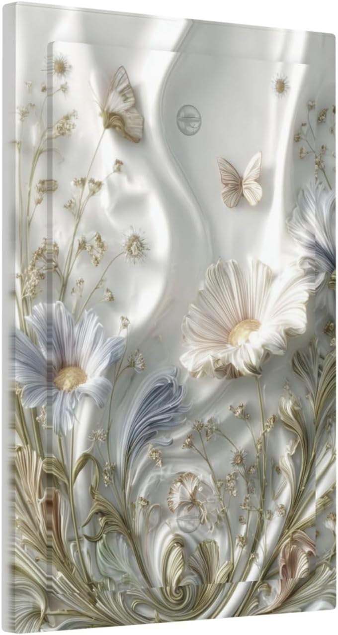 Artistic Flowers Floral Plant No Device Single Blank Decorative Light Switch Covers Electrical Faceplate Switch Plates for Bathroom Kitchen Home
