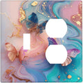 Colorful Marble Butterfly Gold Glitter Abstract Print Wallplates 1 Toggle 1 Duplex Switch Plate Electrical GFCI Faceplate Decorative Light Switch Covers for Bed Room Living Room Decor