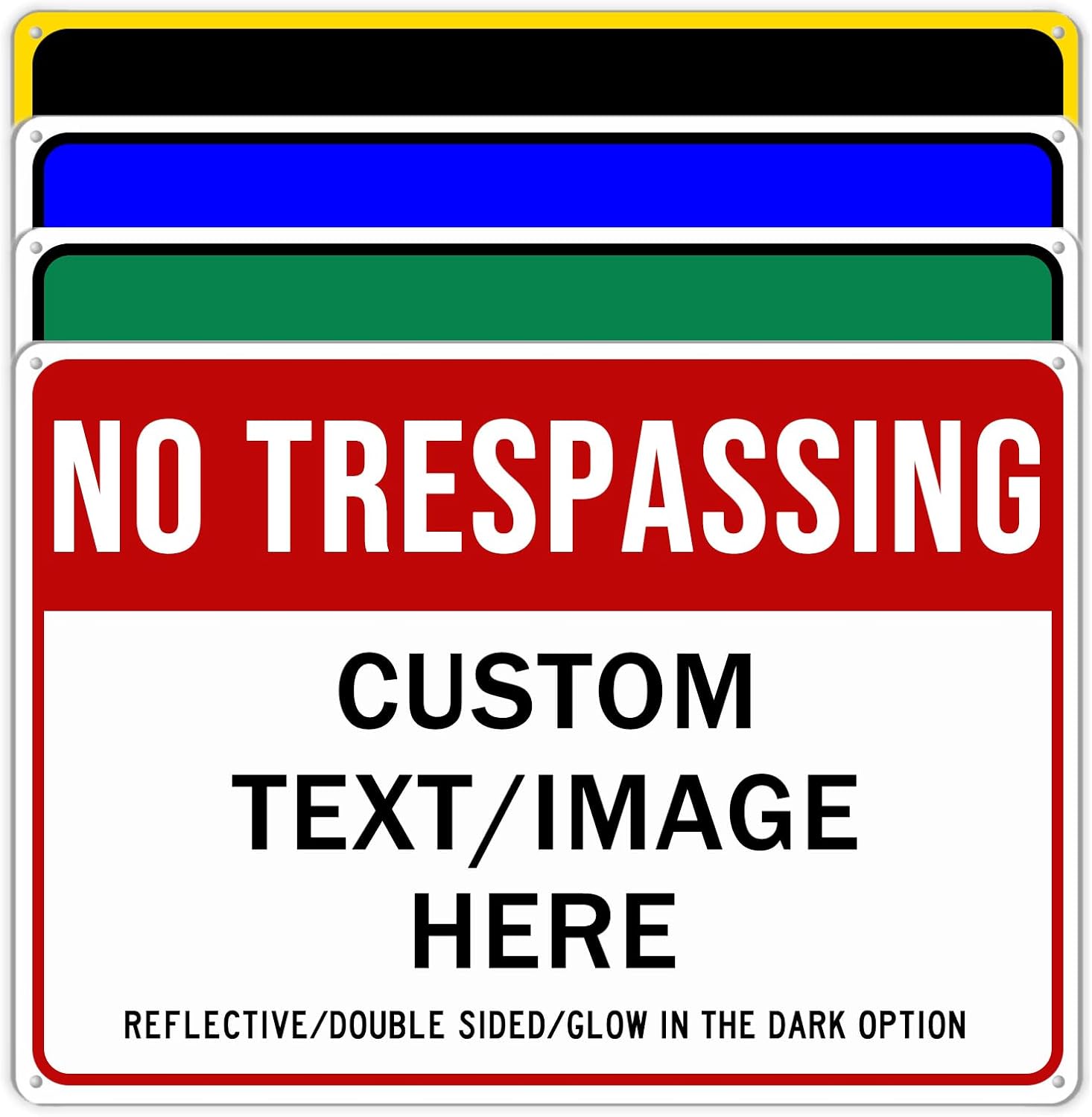 Custom No Trespassing Sign, Glow in the Dark/Reflective Option, Personalized Aluminum Warning Signs, Customize for Business, Yard, Garden, School, Indoor/Outdoor Use 12''x8''