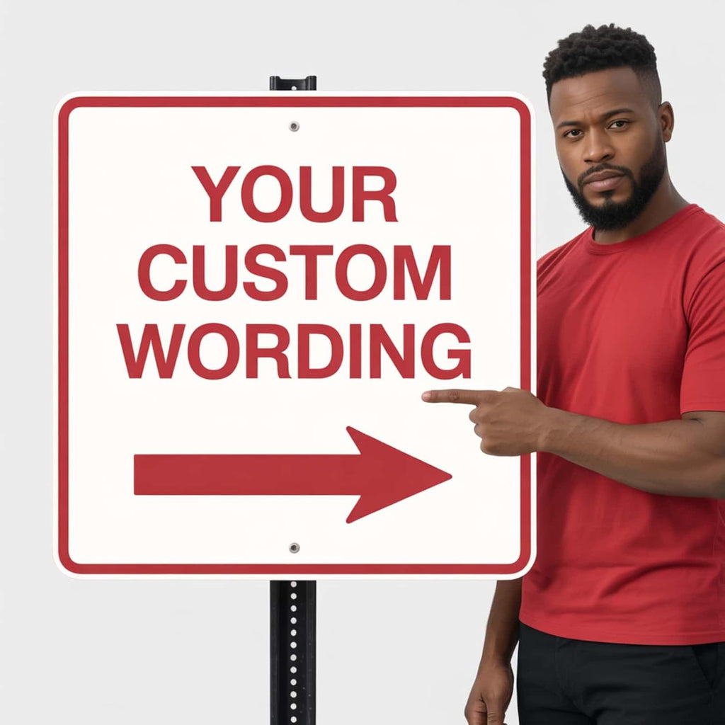 Custom Metal Left or Right Arrow Sign – 32x32 Inches Rust Free .040 Aluminum, Fade Resistant, Personalized Outdoor Sign for Business Workplace Office Home