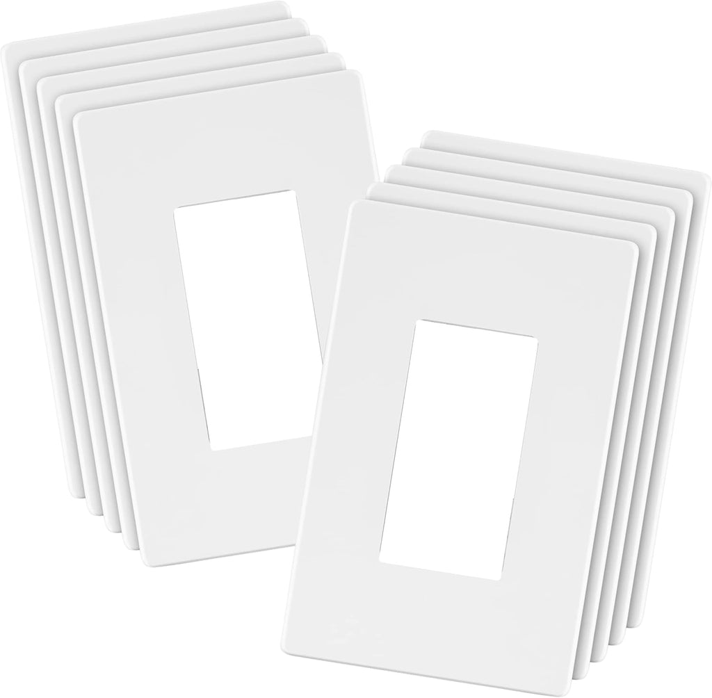 LIDER Matte Finish Decorator Switch Cover, Screwless Wall Plate, Mid-Size 1-Gang 4.88" x 3.11", Unbreakable Polycarbonate Thermoplastic, UL Listed, LSWP-31M-W10P, White, 10 pack