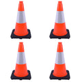 4 Pack 18 Inch Orange PVC Traffic Cones Black Base Stable Durable, Parking Lot Driveway School Training Safety Cones Multi-Purpose (4, Orange, 18 Inch)