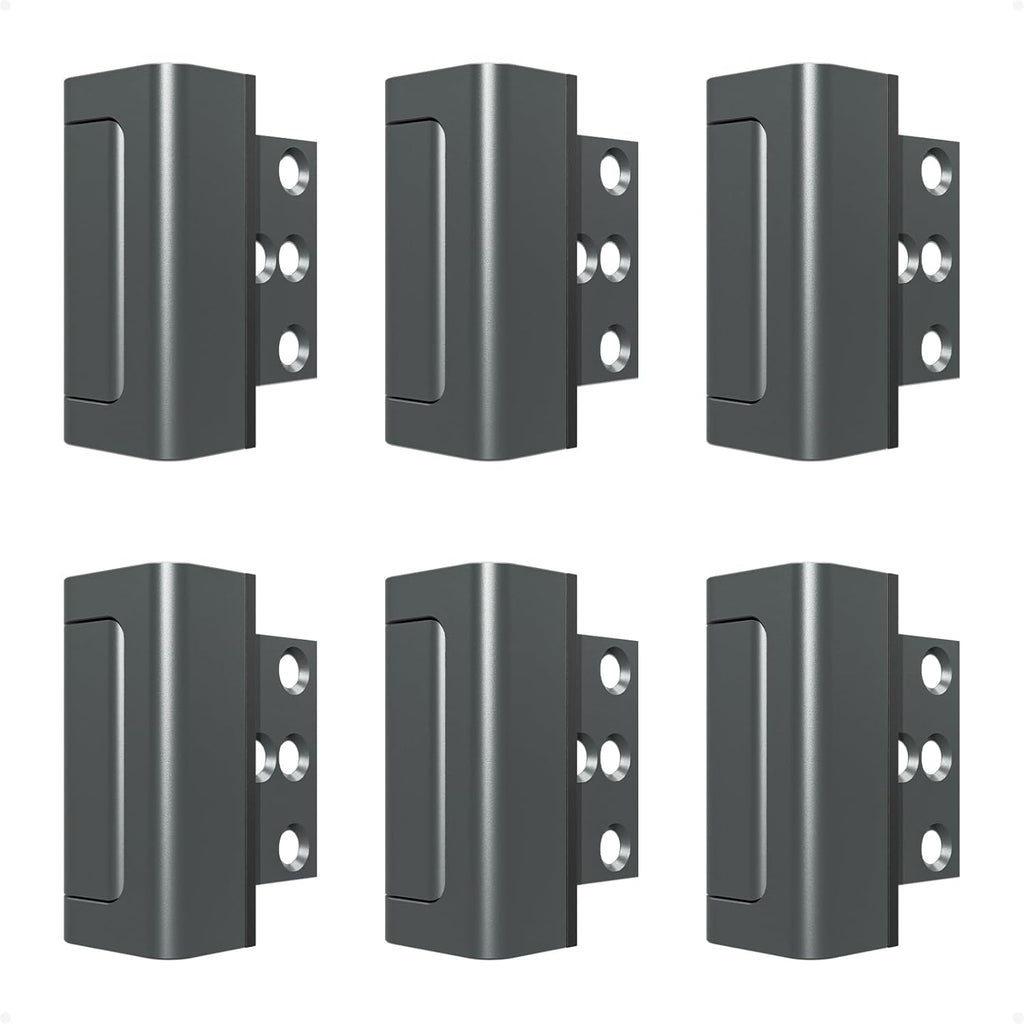 6 Pack Home Security Door Reinforcement Lock, Childproof Safety Door Lock Latch Stopper, Removable Screw-Mounted, Prevent Home Unauthorized Entry, Aluminum Construction, Withstands 800 lbs