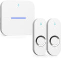 AIDA Lighted Wireless Doorbell for Home, Waterproof Battery Doorbell Wireless 1,000ft Range, 5 Volume Levels with 58 Doorbell Chimes & LED Flash (White, Doorbell with 2 Buttons & 1 Receiver)