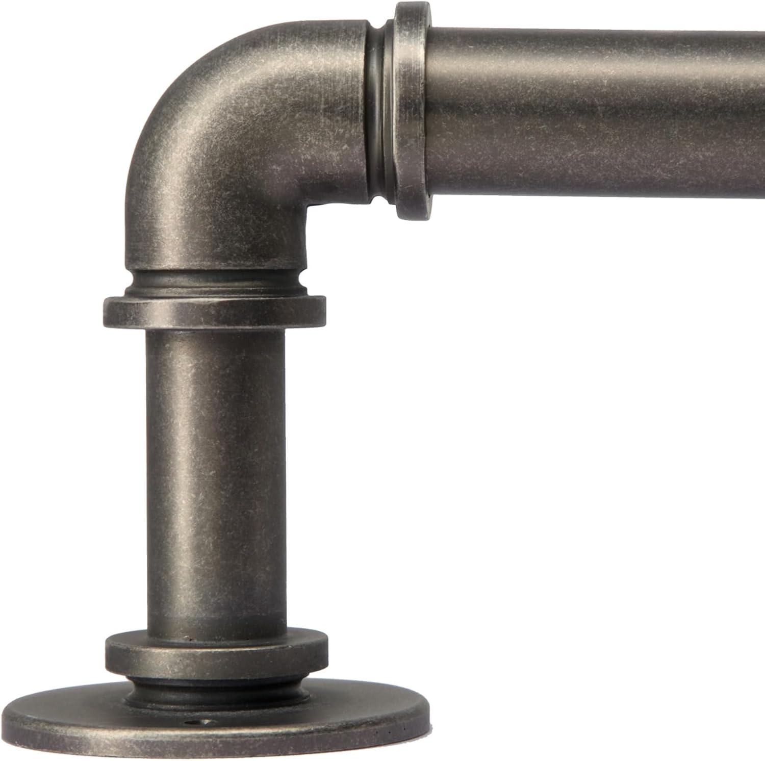 Industrial Curtain Rods for Windows 18 to 120 Inches Adjustable Length, 1 Inch Diameter, with Aluminium Finials (Antique Silver, 18” to 120”)