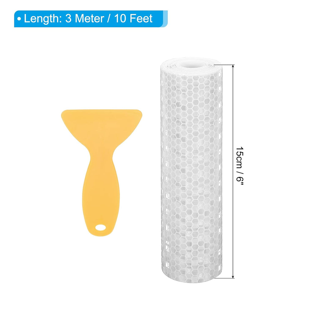 PATIKIL 6 Inch x 10 ft Reflective Tape, 1 Roll Waterproof Self Adhesive High Visibility Caution Warning Safety Tape Reflector with Scraper for Trucks Trailers Cars, White