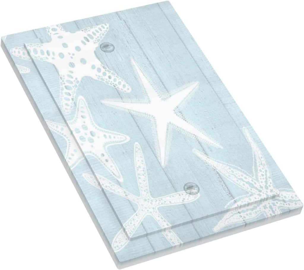 Beach Starfish Vintage Wood Rustic Country Ocean Light Switch Cover Plate 1 Gang No Device Blank Electrical Wall Plates Faceplate Decorative Switch Plate Covers for Farmhouse Kids Room Decor