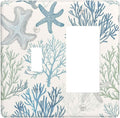 Outlet Covers Ocean Beach Theme Starfish Seashell Coral 1 Toggle 1 Rocker Combination Decorative Wall Plate Electrical Switch Plates Light Switch Cover Plate For Bathroom Kids Room Decor