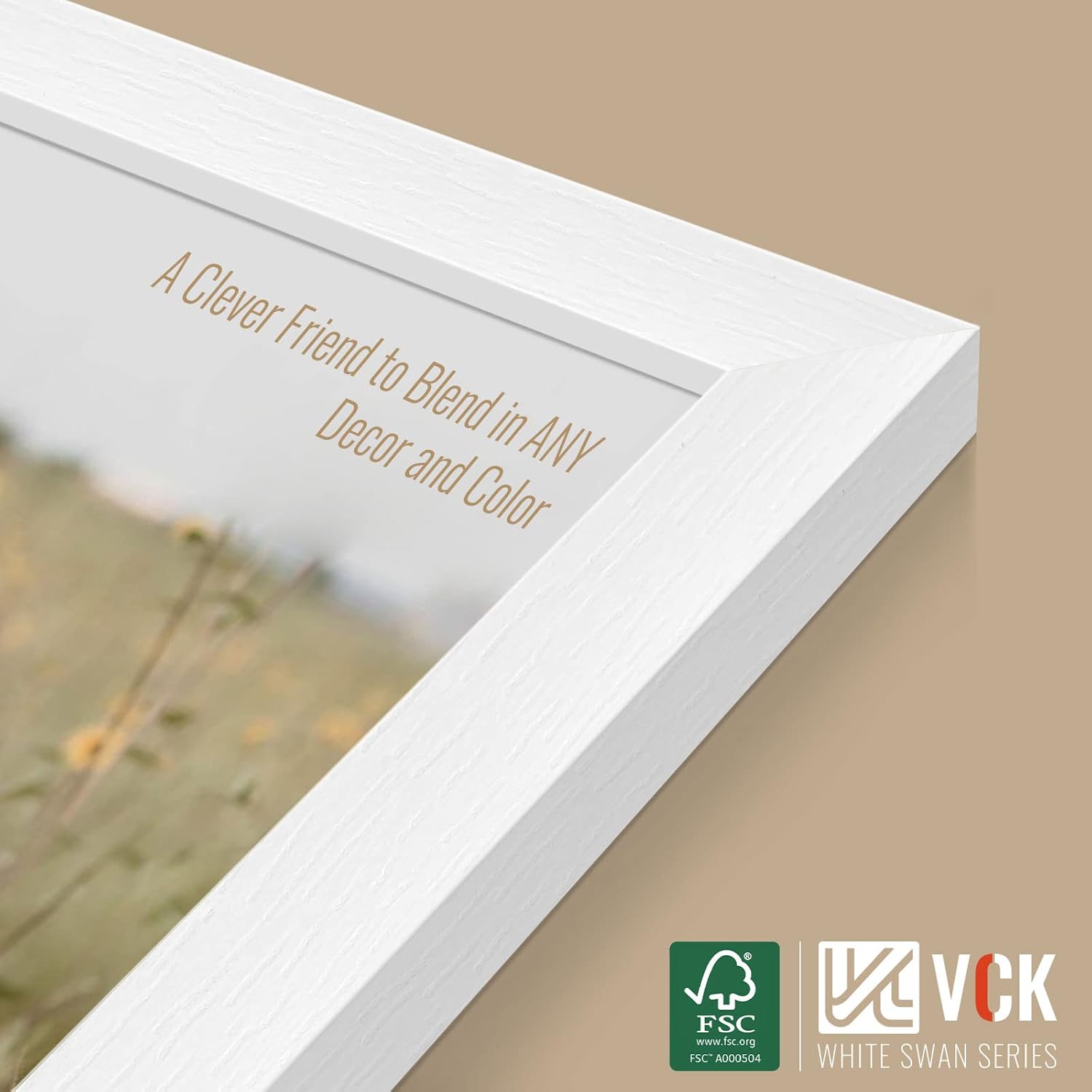 VCK 16x24 Poster Frames white Set of 6, Wide Border Wood Picture Frame, Multi-Directional Display Family Photos, Office Prints, Studio/Gallery Artwork, Woodgrain Series, Wall Hanging