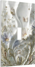 Artistic Floral Plant 1 Gang Single Toggle Decorative Light Switch Covers Electrical Faceplate Switch Plates for Bathroom Kitchen Home