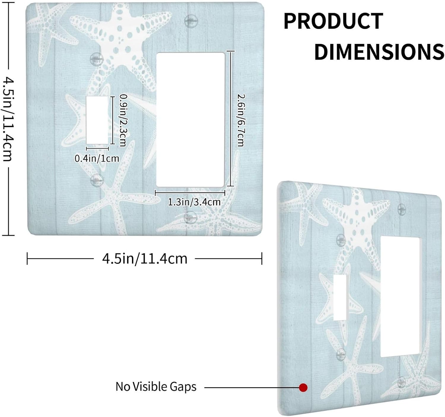 Beach Starfish Vintage Wood Rustic Country Ocean Outlet Covers 1 Toggle 1 Rocker Combination Decorative Wall Plate Electrical Switch Plates Light Switch Cover Plate for Farmhouse Kids Room Decor