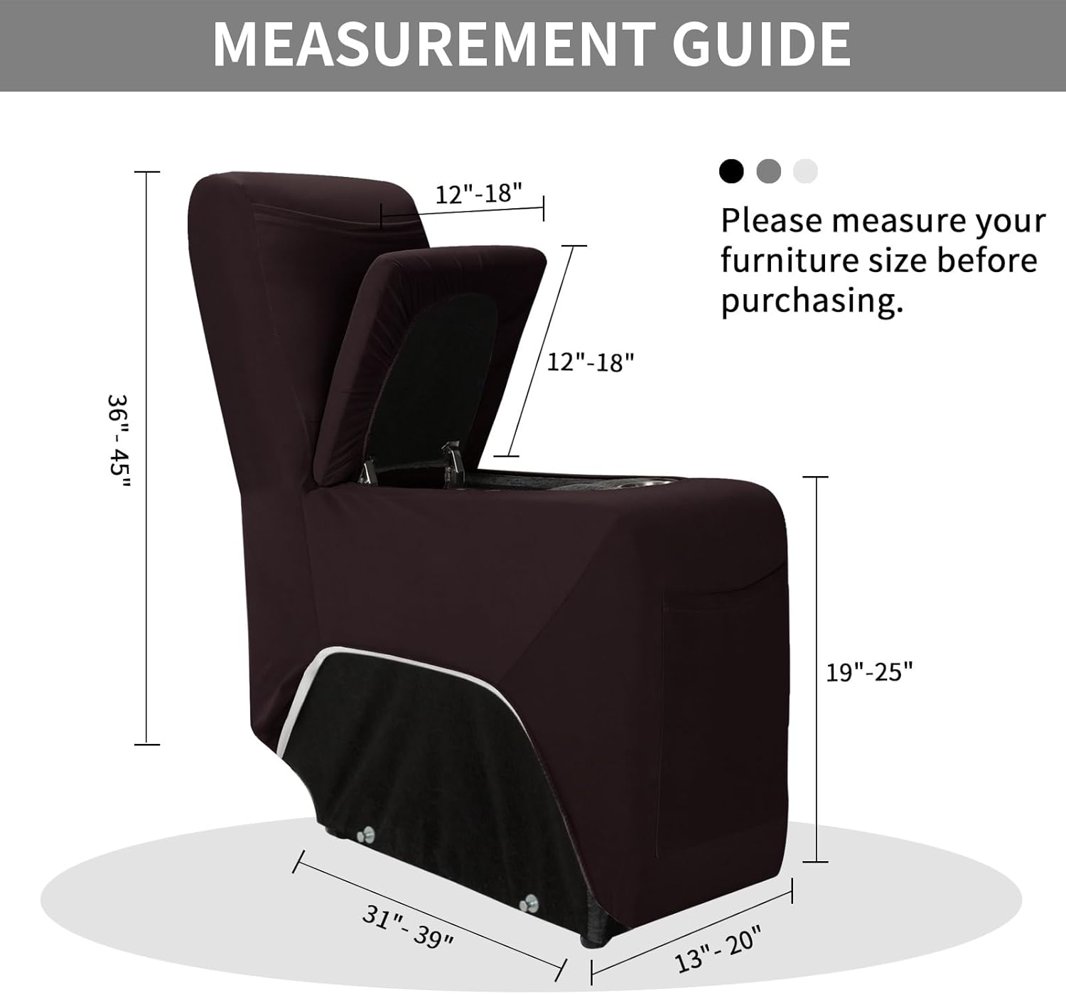 Easy-Going 100% Waterproof Recliner Console Cover, Stretch Middle Console Couch Covers for Reclining Sofas, Sectional L-Shape Furniture Protector for Kids & Pets, 1 Console Cover, Chocolate