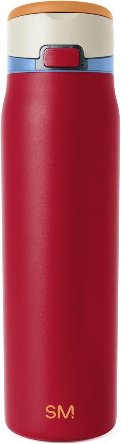Simple Modern Mesa Loop Water Bottle with Covered Straw and Handle | 30oz Cup Holder Friendly Insulated Stainless Steel Bottles for Travel, Sports and School | Salsa