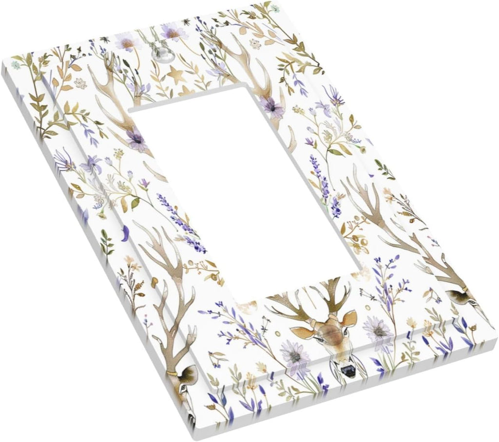 Decorative Outlet Covers Gothic Retro Floral Damask Elk Wild Flower 1 Gang Single Rocker Light Switch Cover Plate Wall Plates Gfci Faceplate For Bed Room Living Room Decor