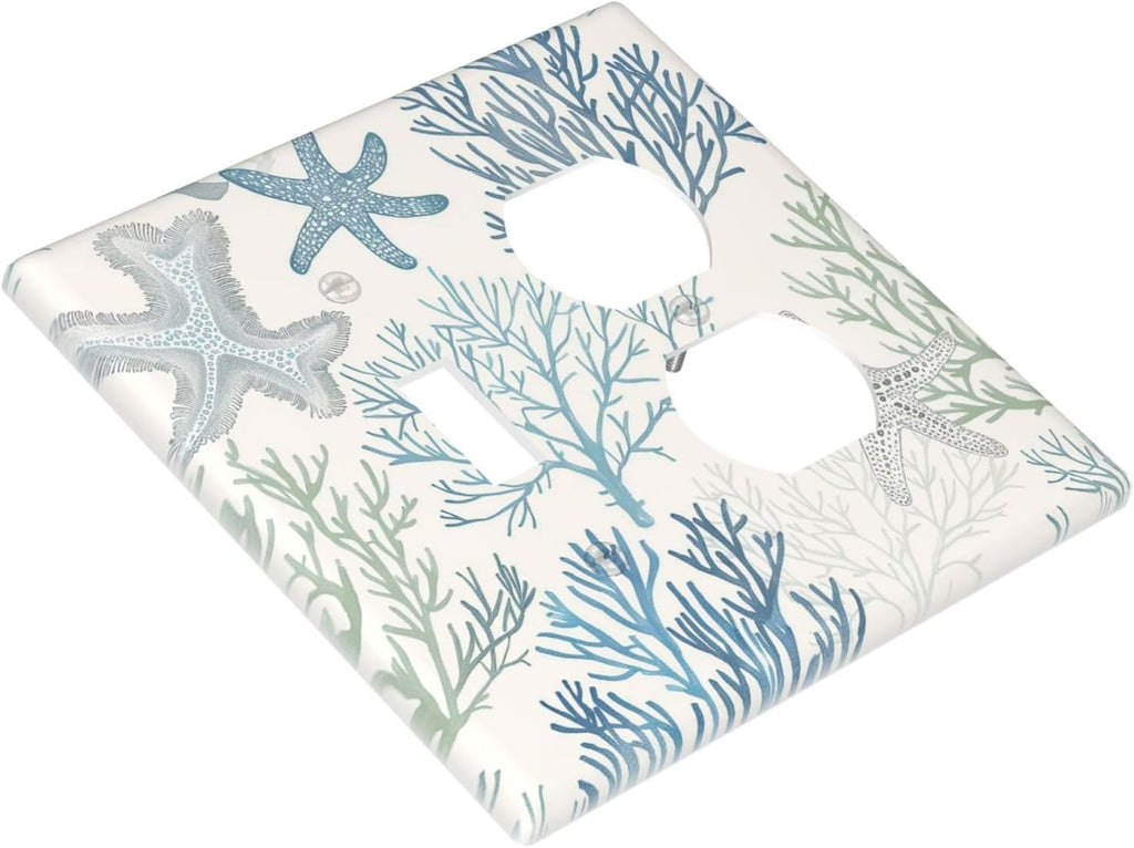 Wallplates Ocean Beach Theme Starfish Seashell Coral 1 Toggle 1 Duplex Switch Plate Electrical Gfci Faceplate Decorative Light Switch Covers For Bathroom Kids Room Decor