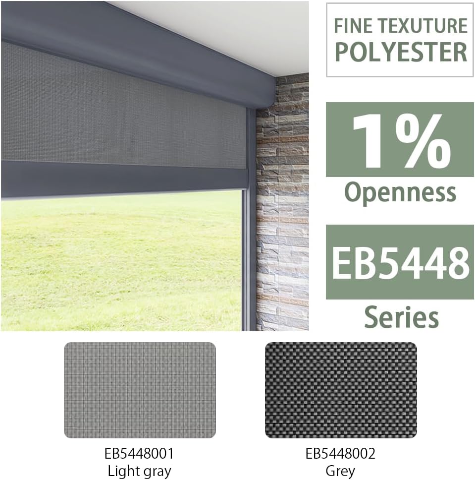 ZSHINE Hard-Wired Outdoor Snow Blocking Weatherproof Motorized Patio Roller Shades Remote Control for Porch Balcony Customized Size (Light Grey 1% Openness)