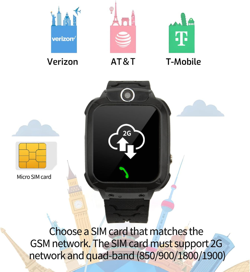 2G Kids Smart Watch, SOS Emergency Call, Video Calling, Waterproof Activity Tracker for 3-12 Years Girls/Boys - Birthday Gift Idea