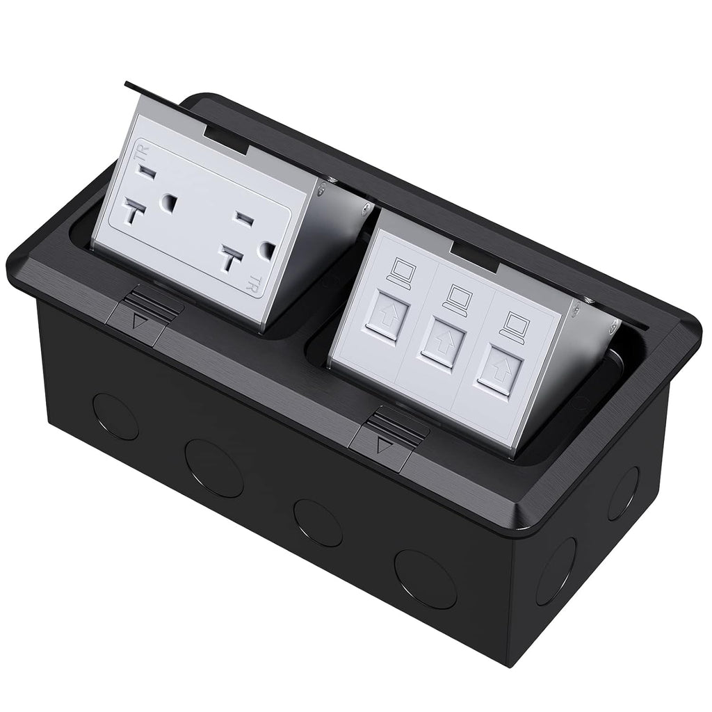 Dual Pop-Up Floor Box Electrical Kit (TR-20A, Black)
