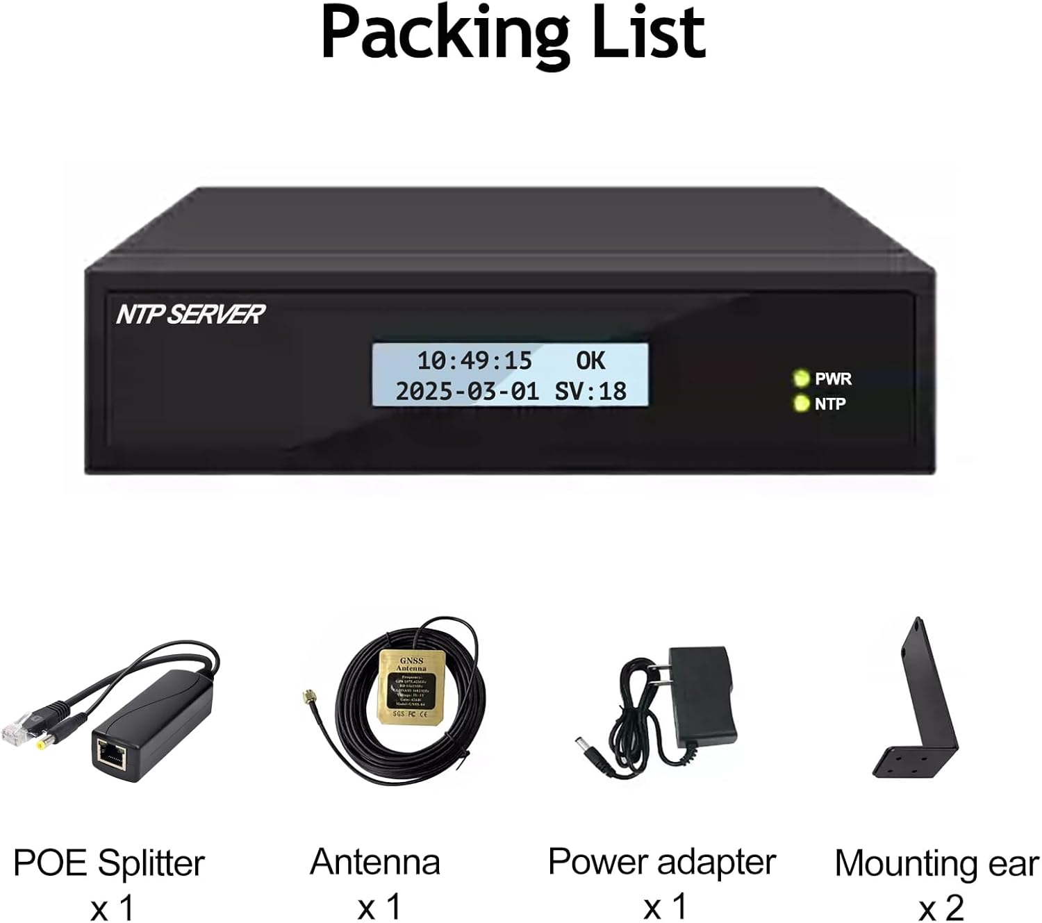GPS NTP Network Time Server with Dual Ethernet Ports,Integrate GNSS Receiver,Supports AC/POE Power,Accurate Time Sync for Network Devices.