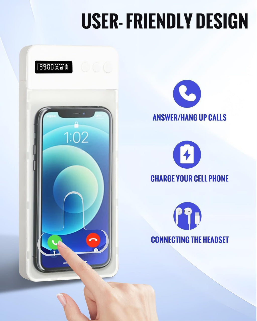 Portable Phone Lock Box with Timer 99 Hours for iPhone & Android, for College Students, Fitness, ADHD, Self-Control, 60 Days Battery, Focus, Gifts for Student Graduation, College Essentials