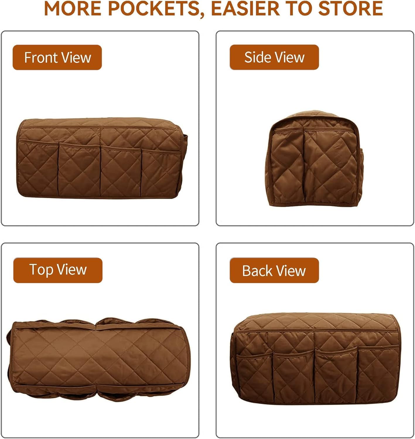 MEHIDFY Armchair Caddy Remote Control Holder for Couch Recliner Armrest Organizer Non Slip Couch Arm Covers for Sofa with 14 Pockets Storage for Magazine, Tablet, Phone, iPad (Brown 2pcs)