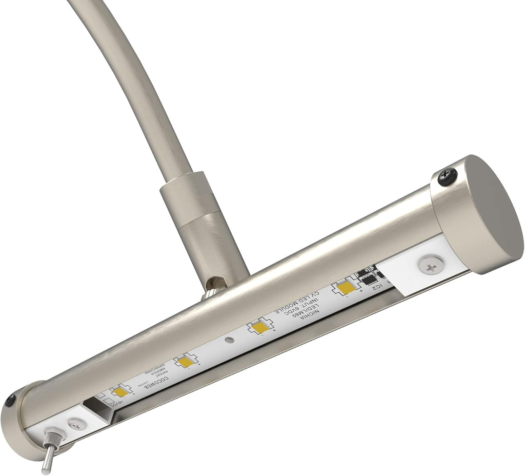 Cocoweb 9 Inch Tru-Slim Satin Nickel Picture Light - LED, 2700K, Adjustable Arm, Plug-in, Toggle Switch, Sleek and Compact Design