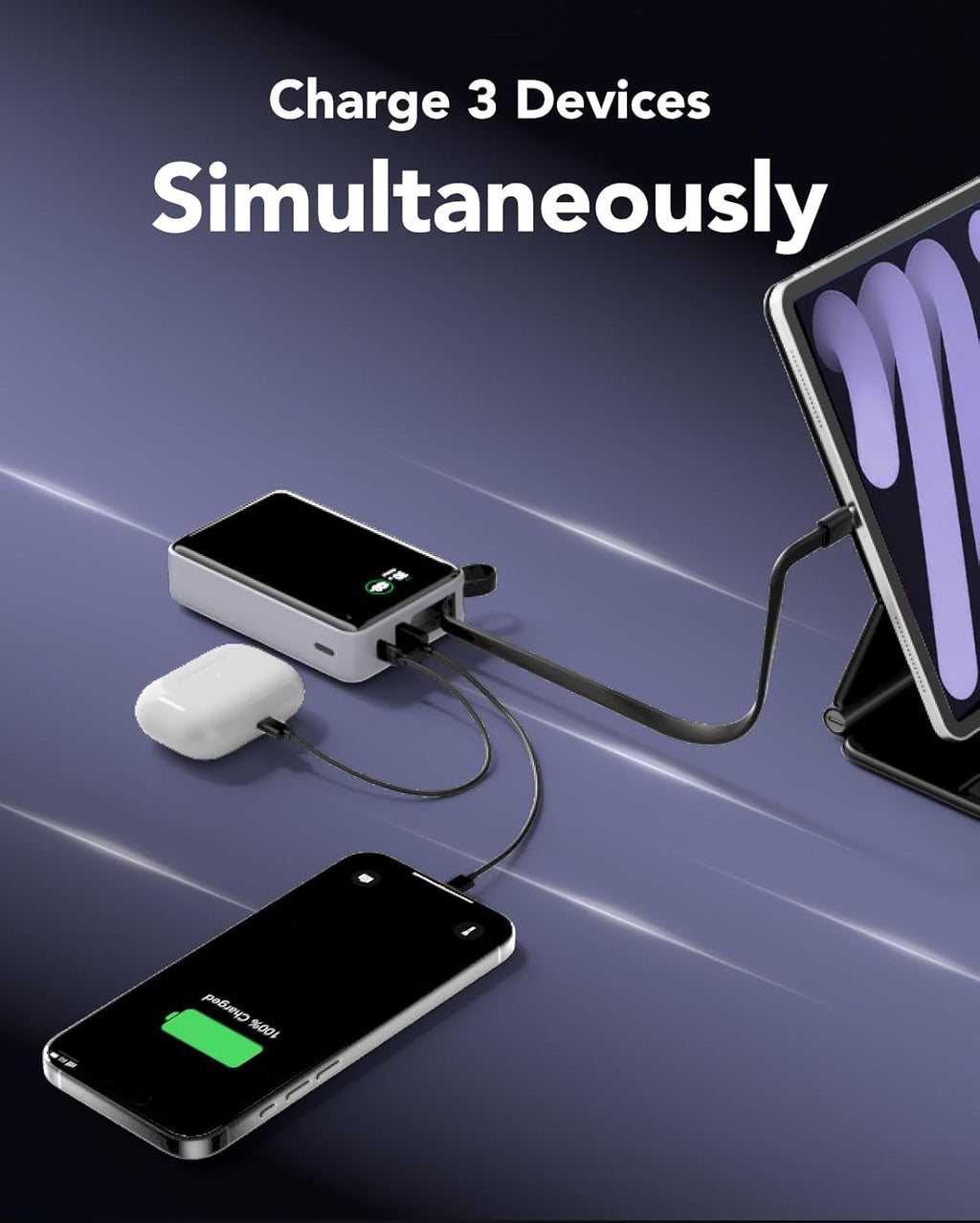 Portable Charger 20000mAh,30W PD3.0 and QC4.0 Fast Charging Type C Power Bank,Built in Cable Phone Battery Pack Compatible with iPhone 17 16 15 Samsung Google iPad Laptop etc