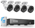ZOSI 4K PoE NVR Security Camera System,4pcs 8MP Weatherproof Wired PoE Cameras,Smart Person Vehicle Detection,One-Way Audio,People Counting,H.265+ 4K/8MP 8CH NVR with 2TB HDD for Home 24/7 Recording