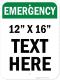 Custom Emergency Sign, OSHA Sign, 12x16 Inches, Post Holes, Rust Free .040 Aluminum, Fade Resistant, Indoor/Outdoor Use, Made in USA by My Sign Center